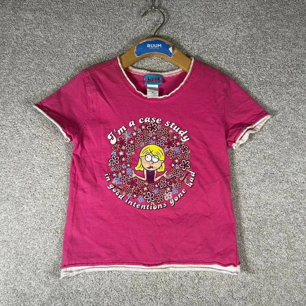 Vintage Girls Lizzie McGuire pink graphic Disney t-shirt size M